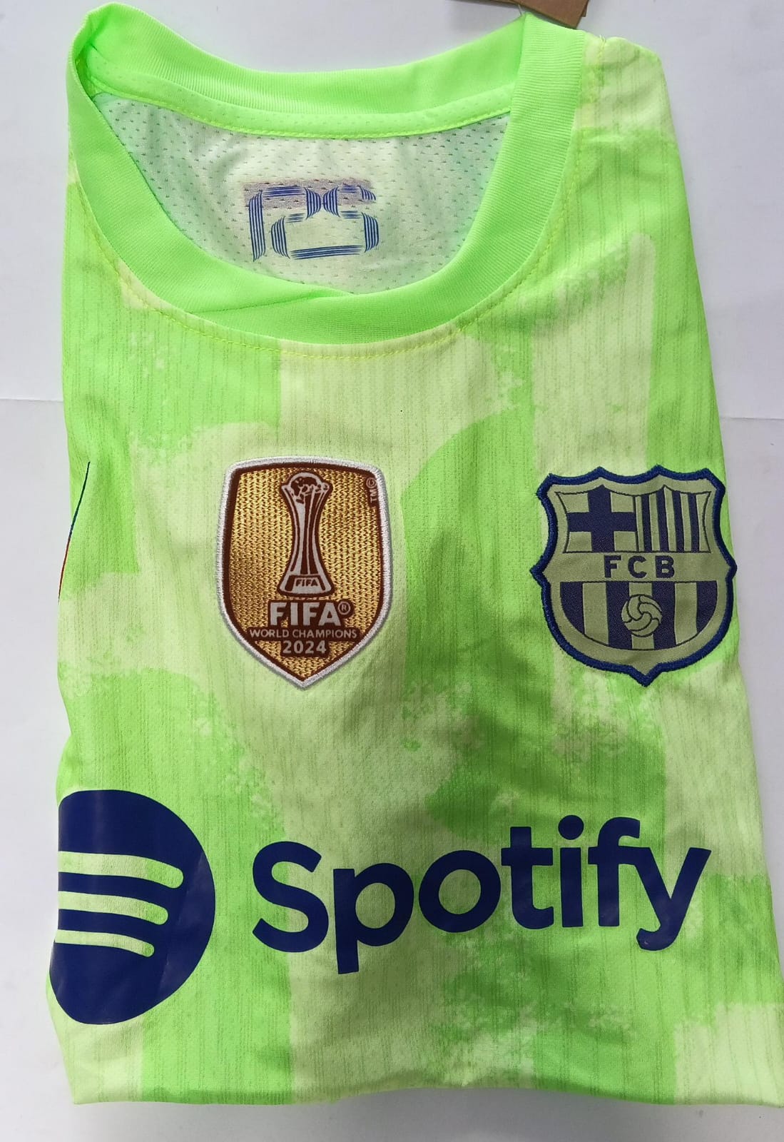Playera Bordada Barcelona Visitante Verde Limón