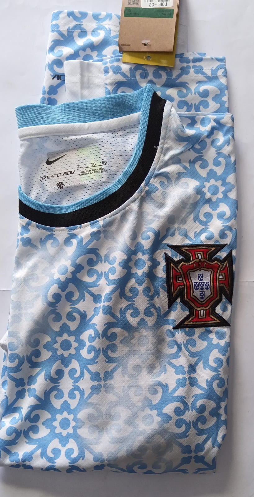 Playera Portugal Blanco Azul Cielo XL